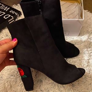Black open toe booties